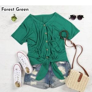 Button down tie front top